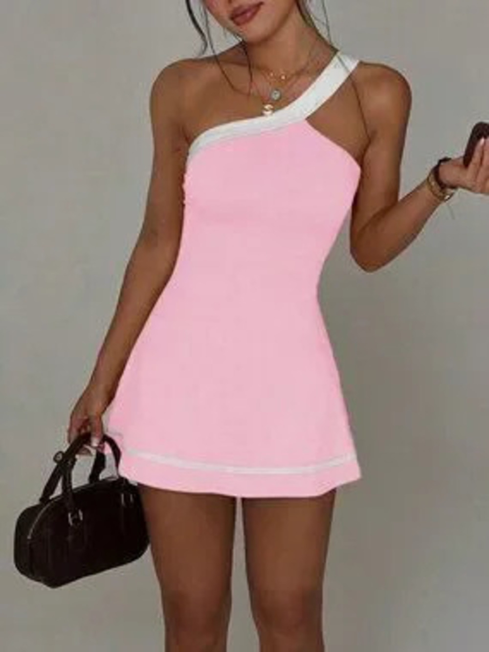 Pink One-Shoulder Ruffle Sports Dress - Picture 6 of 6